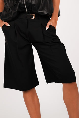Bermuda short met riem zwart - Maria