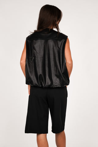 Gilet leatherlook bomber zwart - Yuna