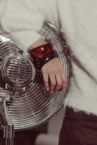 Bangle armband breed marmer donker bruin - Evi