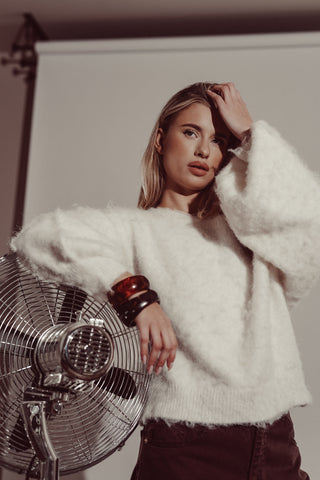 Fluffy trui wit - Bowie