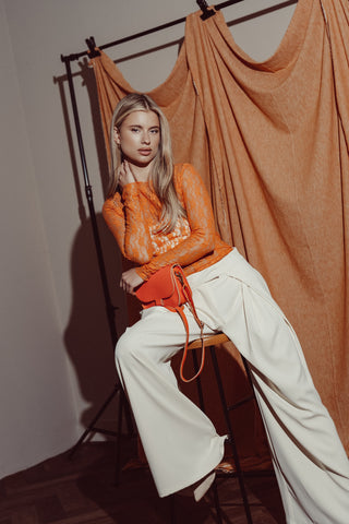 Crossbody tas leer oranje - Ellis