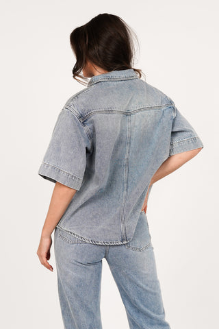 Denim blouse oversized licht blauw - Sereen