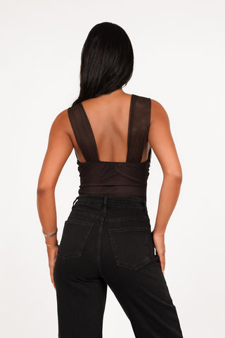 Mesh bodysuit bruin - Malou