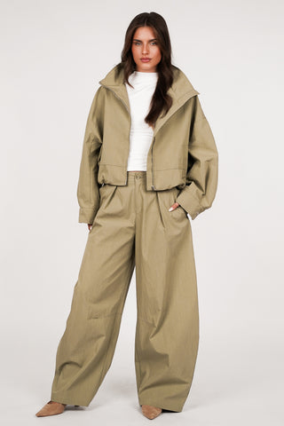Barrel broek katoen khaki - Lara