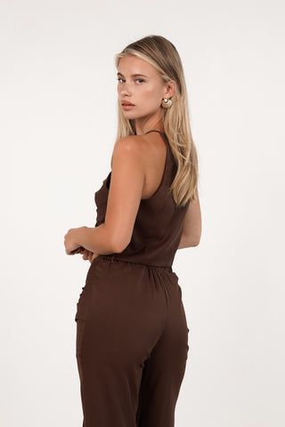 Crop top met knoop detail bruin - Jayden