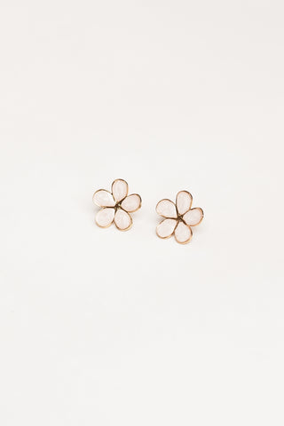 Bloemen oorbellen wit/goud - Zafira