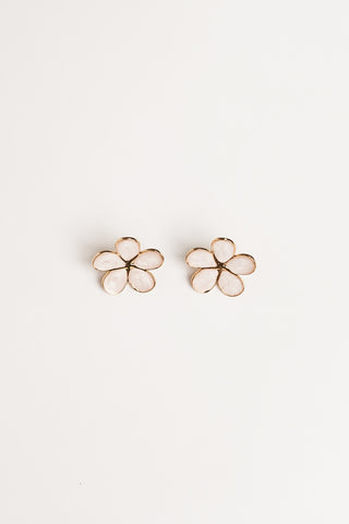 Bloemen oorbellen wit/goud - Zafira