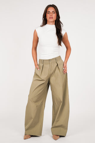 Barrel broek katoen khaki - Lara