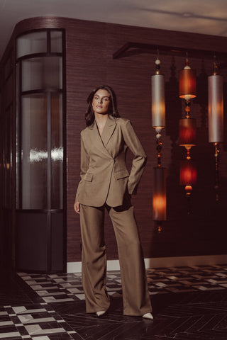 Wide leg pantalon camel - Josje