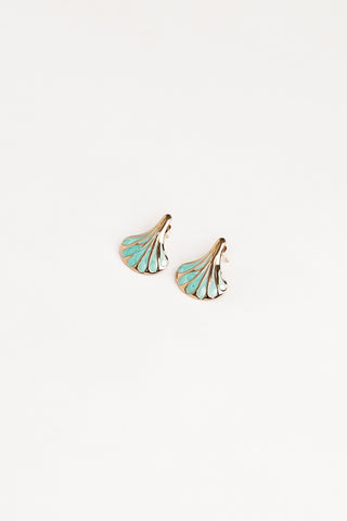 Oorbellen schelp groen/goud - Lazise