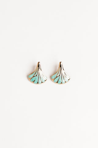 Oorbellen schelp groen/goud - Lazise