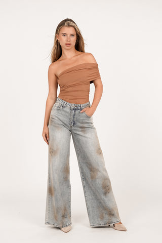 One shoulder top koper - Pascalle