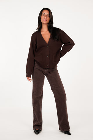 Oversized cardigan dames bruin - Kelly