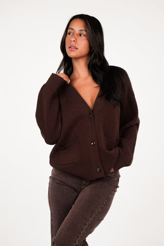 Oversized cardigan dames bruin - Kelly