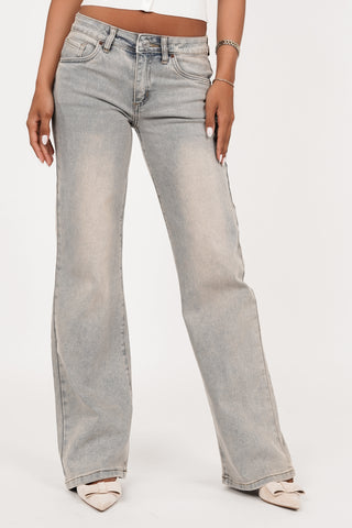 Low waist jeans acid wash blauw - Ellavie