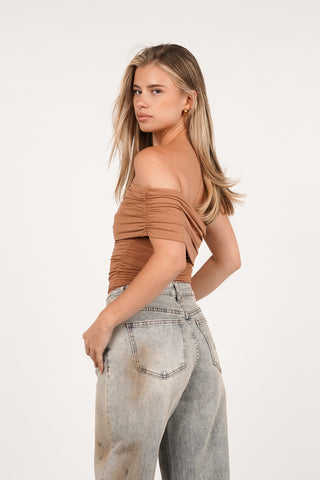 One shoulder top koper - Pascalle