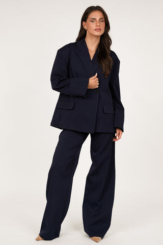 Oversized blazer met krijtstreep navy - Vive