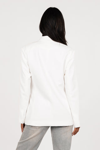 Oversized blazer strikdetail wit - Skylar