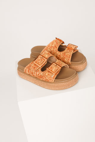 Slippers met dubbele gesp oranje - Raven