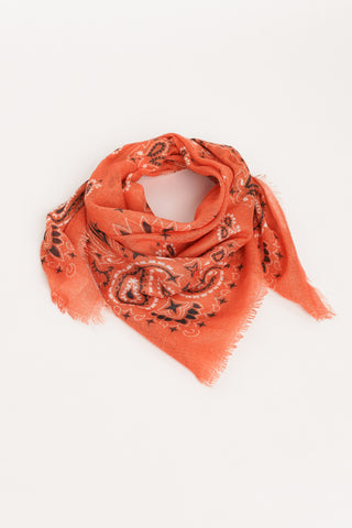 Sjaaltje dames oranje met print - Eliza