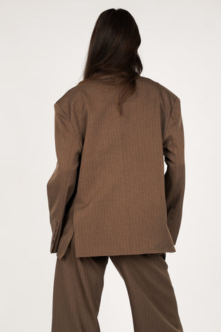 Oversized blazer met krijtstreep bruin - Vive