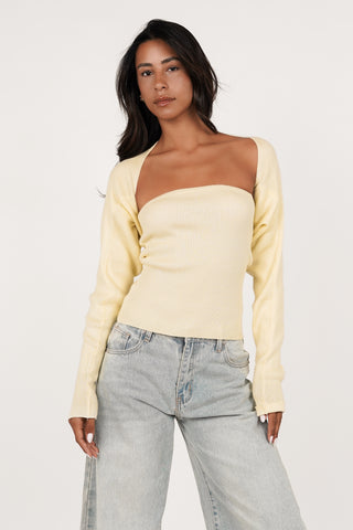 Strapless top met bolero geel - Avani