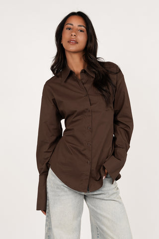 Getailleerde blouse dames bruin - Cylene
