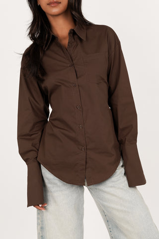 Getailleerde blouse dames bruin - Cylene