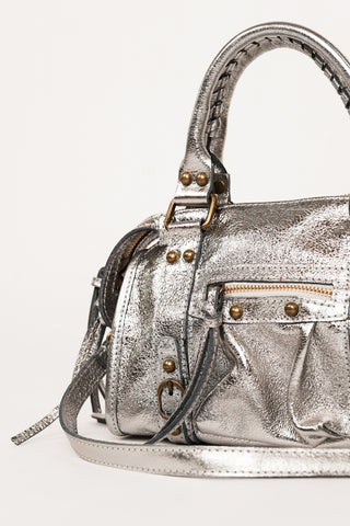 Leren slouchy handtas zilver - Bailey