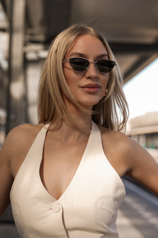 Cat eye zonnebril smal groen - Myron