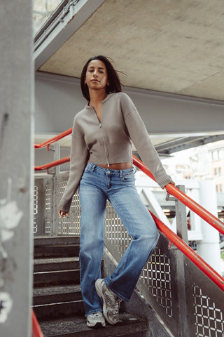 Cropped vest met rits taupe - Maggie