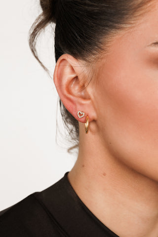 Oorpiercing hartje diamantjes goud - Valerie
