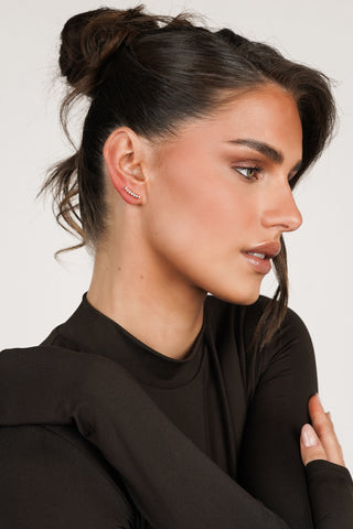 Diamanten oorpiercing lang goud - Diana