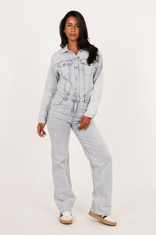 Jumpsuit denim met straight leg blauw - Jenna