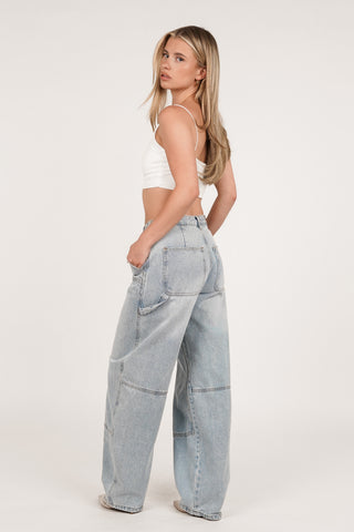 Balloon fit jeans acid wash licht blauw - Deya