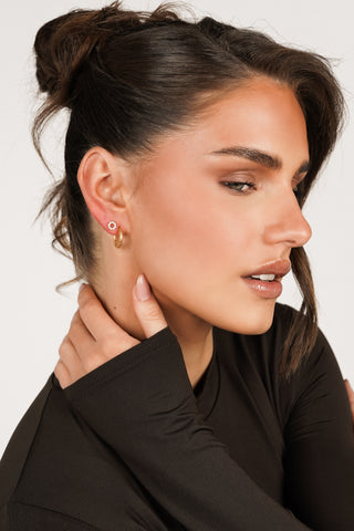 Oorpiercing rondje met steentjes goud - Nina