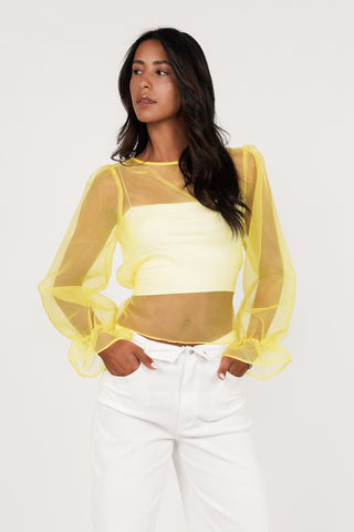 Doorschijnende blouse wijd geel - Alba