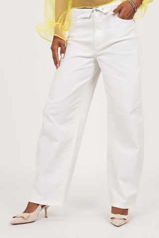 Balloon fit jeans met omgeslagen taille wit - Clover