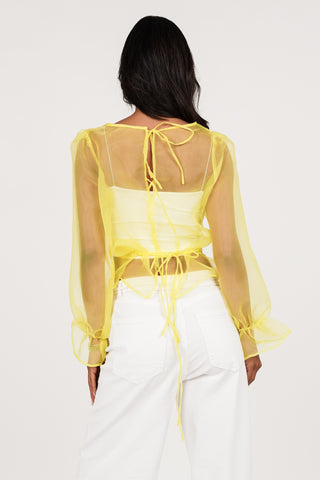 Doorschijnende blouse wijd geel - Alba
