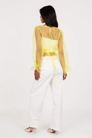 Doorschijnende blouse wijd geel - Alba