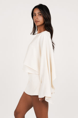 Wijde vlindermouw top beige - Ashley