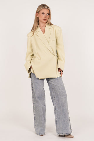 Oversized blazer asymmetrisch mint groen  - Clara