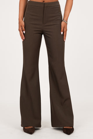 Pantalon dames flared bruin - Alissa