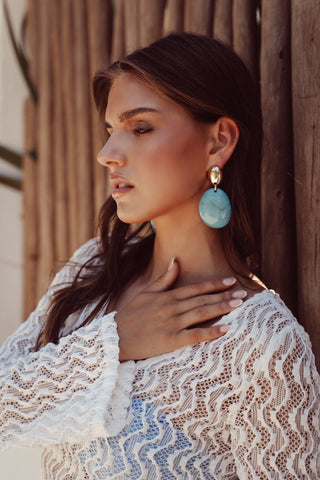 Oorhangers rond turquoise - Sidney