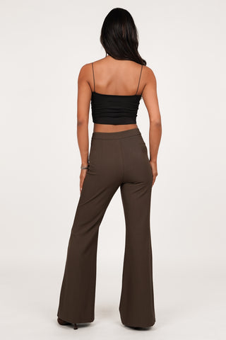 Pantalon dames flared bruin - Alissa