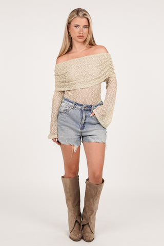 Denim short destroyed relaxed fit blauw - Mascha