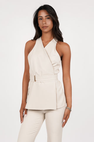 Wikkel top goud detail beige - Safira