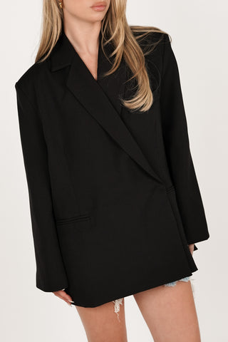 Oversized blazer asymmetrisch zwart  - Clara