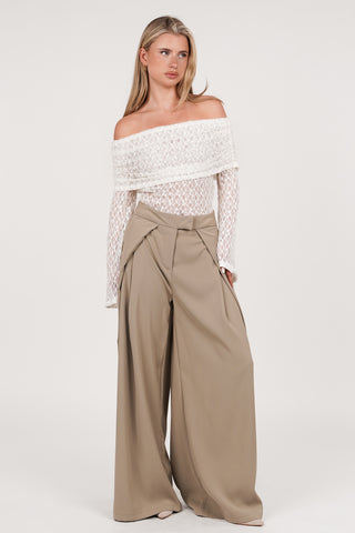 Wijde pantalon fold over taupe - Jessy