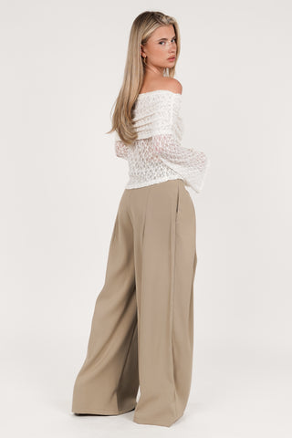 Wijde pantalon fold over taupe - Jessy